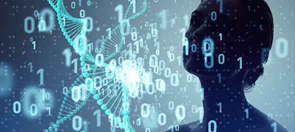 Genetic Engineering And Digital Technology Concept. Genetic engineering and digital technology concept.